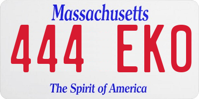 MA license plate 444EK0