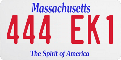 MA license plate 444EK1