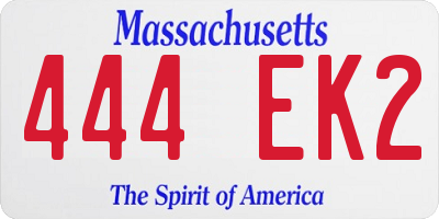 MA license plate 444EK2