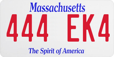 MA license plate 444EK4