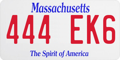 MA license plate 444EK6