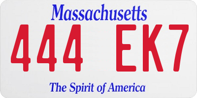 MA license plate 444EK7