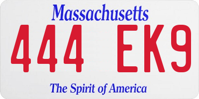 MA license plate 444EK9