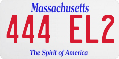 MA license plate 444EL2