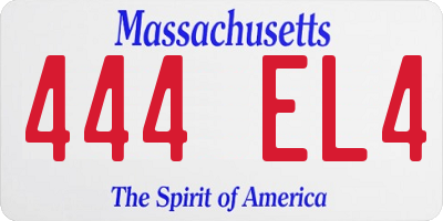 MA license plate 444EL4