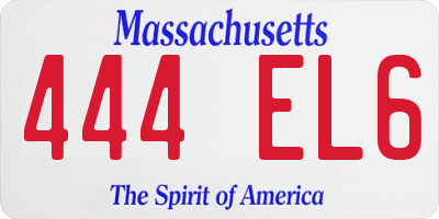 MA license plate 444EL6