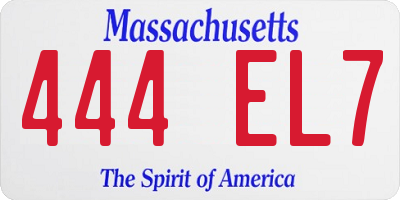 MA license plate 444EL7