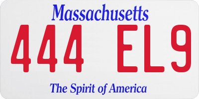 MA license plate 444EL9