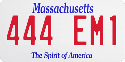 MA license plate 444EM1