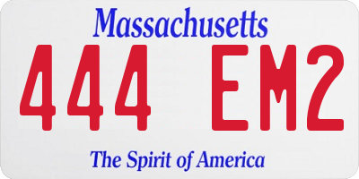 MA license plate 444EM2