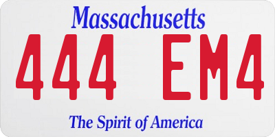 MA license plate 444EM4