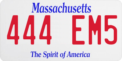 MA license plate 444EM5