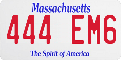 MA license plate 444EM6