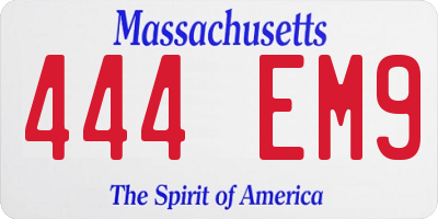 MA license plate 444EM9