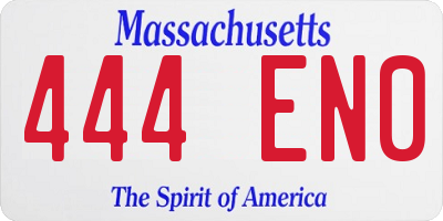 MA license plate 444EN0