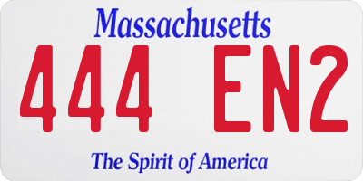 MA license plate 444EN2