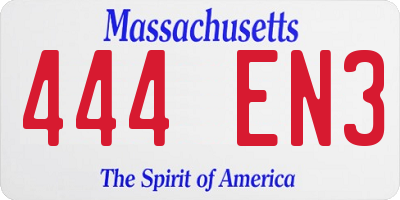 MA license plate 444EN3
