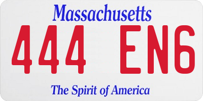 MA license plate 444EN6