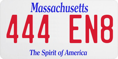 MA license plate 444EN8