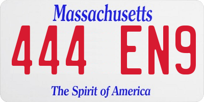MA license plate 444EN9