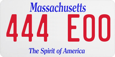 MA license plate 444EO0