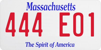 MA license plate 444EO1