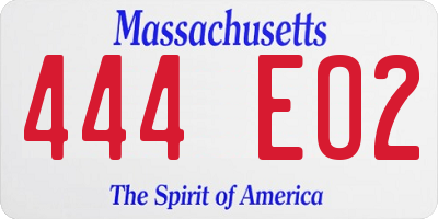 MA license plate 444EO2