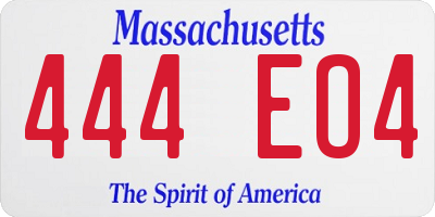 MA license plate 444EO4