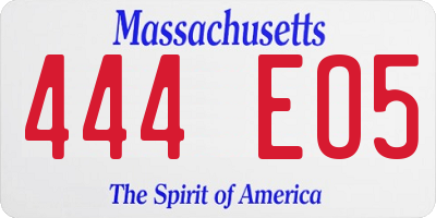 MA license plate 444EO5
