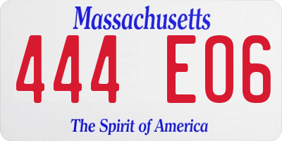 MA license plate 444EO6