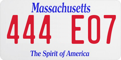 MA license plate 444EO7