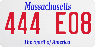 MA license plate 444EO8