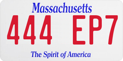 MA license plate 444EP7