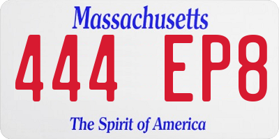 MA license plate 444EP8