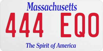 MA license plate 444EQ0