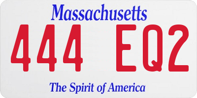 MA license plate 444EQ2