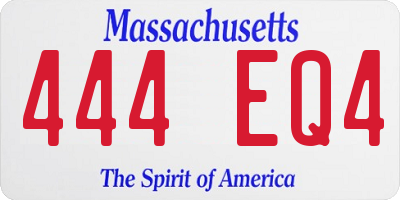 MA license plate 444EQ4
