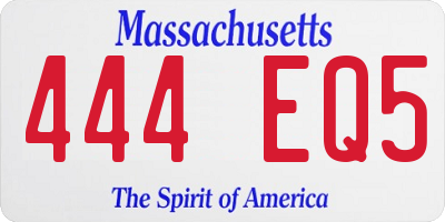 MA license plate 444EQ5