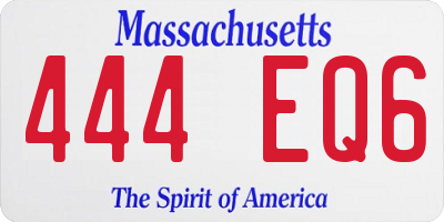 MA license plate 444EQ6