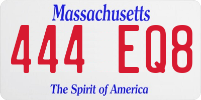 MA license plate 444EQ8