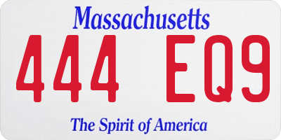 MA license plate 444EQ9