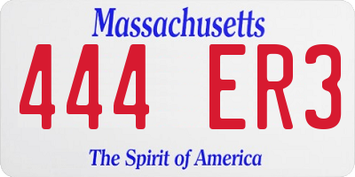 MA license plate 444ER3