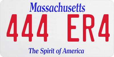 MA license plate 444ER4
