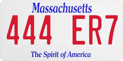 MA license plate 444ER7