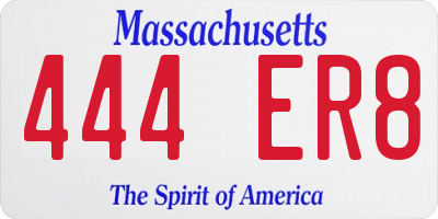 MA license plate 444ER8