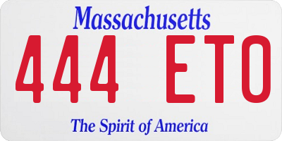 MA license plate 444ET0