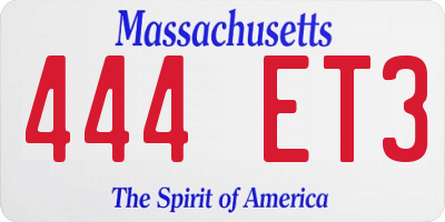 MA license plate 444ET3
