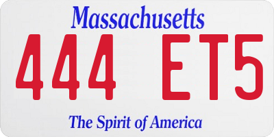 MA license plate 444ET5