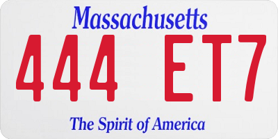 MA license plate 444ET7