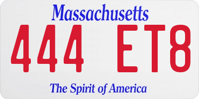 MA license plate 444ET8